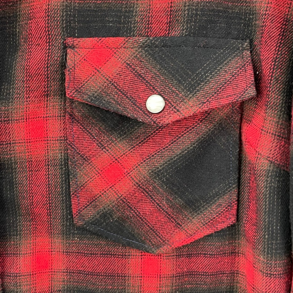 Pashartuk Flannel Western Shirt Mens Large Red Black Plaid Snap Button Academia - Picture 3 of 11